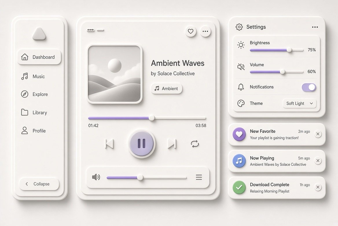 Minimal pale ambient audio interface